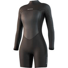 Mystic Womens Brand 3/2mm Back-Zip Long Arm Shorty Wetsuit - Black 250063