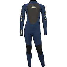 Sola Kids Phoenix 4/3Mm Neoprenanzug Mit Rückenreißverschluss - Marineblau/Gelb Sola Kids Phoenix 4/3Mm Neoprenanzug Mit Rückenreißverschluss - Marineblau/Gelb