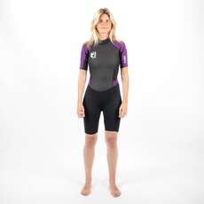 Traje De Neopreno Gul G-Force 3 Mm Flatlock Para Mujer, Color Negro Y Morado