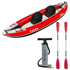 Kayak Inflable Z-Pro Tango 2 Rojo - Paquete De Kayak Para 1 O 2 Personas